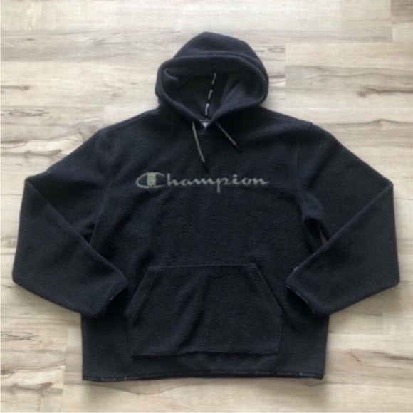 Champion Sweaters - Champion Sherpa Black Hoodie Sweater Casual